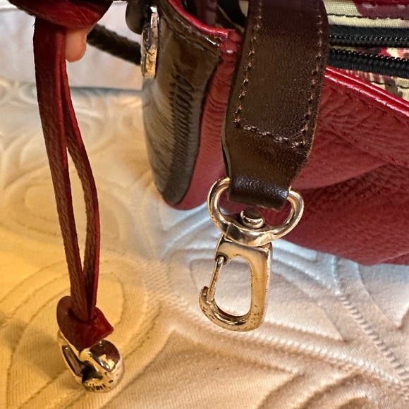 💋💋Brighton Pocketbook - Red & Brown Leather with Silver Hardware- Shoulderbag - Picture 6 of 14